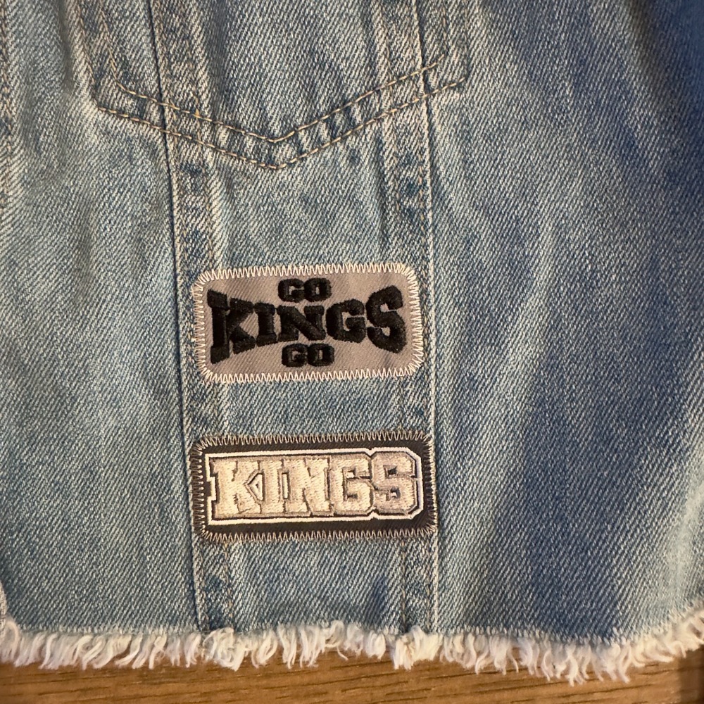 LA Kings Jean Jacket - Women's Crop Hooded Denim Jacket-WEAR by Erin Andrews-XS - Picture 2 of 16